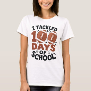 I Tackled 100 Days Of School Footll 100th Day Kids T-Shirt