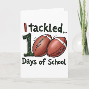 I Tackled 100 Days Of School Footll 100th Day Stud Card
