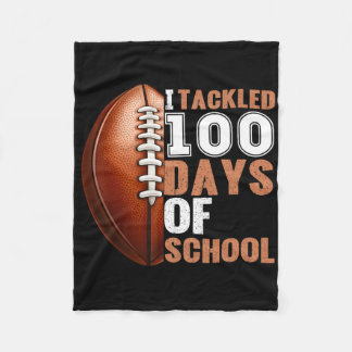 I Tackled 100 Days Of School Shirt Boys Girls Foot Fleece Blanket