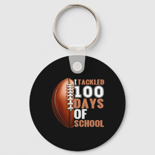 I Tackled 100 Days Of School Shirt Boys Girls Foot Key Ring