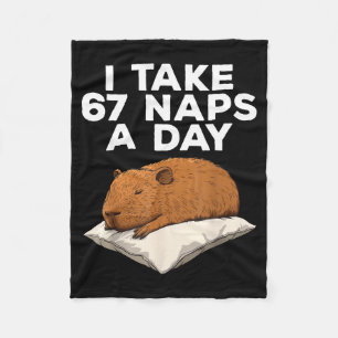 I Take 67 Naps A Day Funny Capybara Six Seven Meme Fleece Blanket