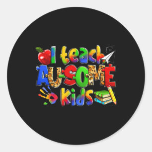I Teach Au-some Kids Teacher World Autism Awarenes Classic Round Sticker