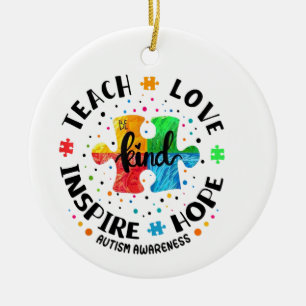I Teach Awesome Kids Autism Awareness Sped Teacher Ceramic Ornament