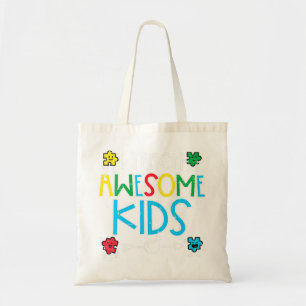 I Teach Awesome Kids Autism Awareness Sped Teacher Tote Bag