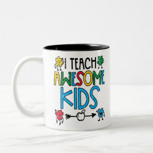 I Teach Awesome Kids Autism Awareness Sped Teacher Two-Tone Coffee Mug