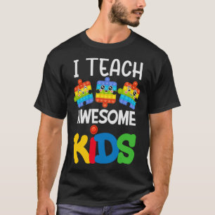 I Teach Awesome Kids Puzzle Piece Autism Awareness T-Shirt