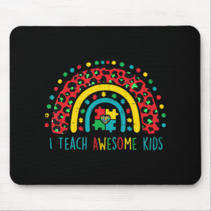 I Teach Awesome kids shirt Autism Awareness Puzzle Mouse Pad