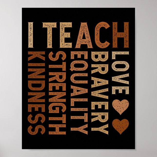 I Teach Bravery Love Equality Strength Kindness Te Poster (Front)