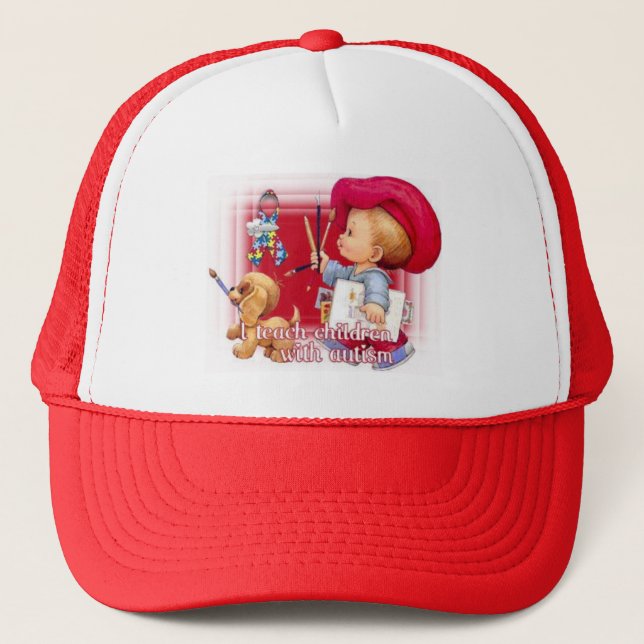 "I Teach Children With Autism" Trucker Hat (Front)