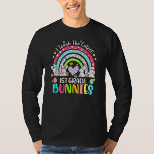 I Teach Cutest Bunnies 1st Grade Teacher Boho Rain T-Shirt