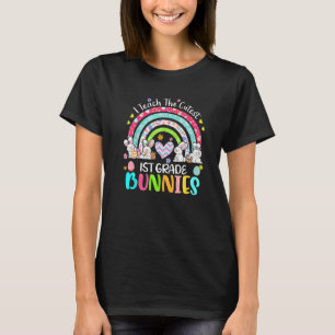 I Teach Cutest Bunnies 1st Grade Teacher Boho Rain T-Shirt