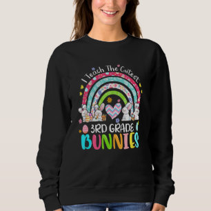 I Teach Cutest Bunnies 3rd Grade Teacher Boho Rain Sweatshirt