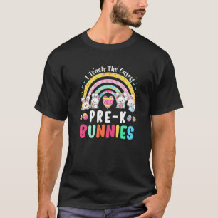 I Teach Cutest Bunnies Pre K Teacher Boho Rainbow T-Shirt