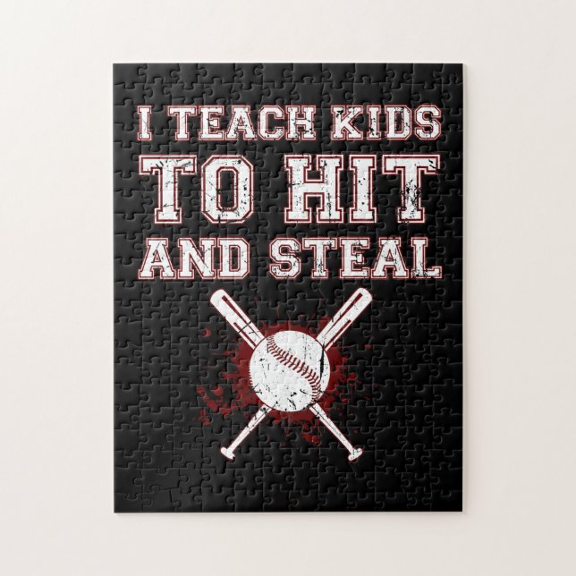 I Teach Kids to Hit and Steal - Baseball Coach Jigsaw Puzzle (Vertical)