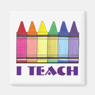 I Teach Rainbow Crayons School Teacher Gift Magnet