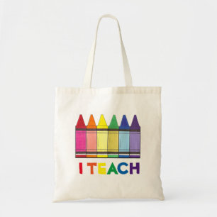 I Teach Rainbow Crayons Teacher Tote Bag