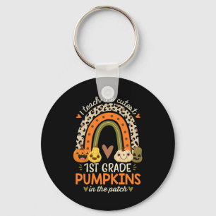 I Teach The Cutest 1st Grade Pumpkins Halloween Te Key Ring