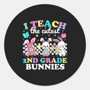 I Teach The Cutest 2nd Grade Bunnies Funny Easter Classic Round Sticker
