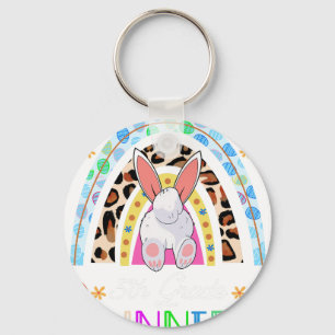 i teach the cutest  5th grade bunnies rainbow, ret key ring