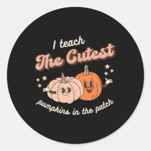 I Teach The Cutest Pumpkins In The Patch Retro Tea Classic Round Sticker
