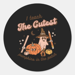 I Teach The Cutest Pumpkins In The Patch Retro Tea Classic Round Sticker