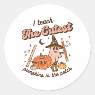 I Teach The Cutest Pumpkins In The Patch Retro Tea Classic Round Sticker
