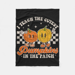 I Teach The Cutest Pumpkins In The Patch Retro Tea Fleece Blanket