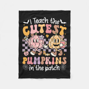 I Teach The Cutest Pumpkins In The Patch Retro Tea Fleece Blanket
