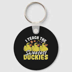 I Teach The Sweetest Duckies Teacher Rubber Duck Key Ring