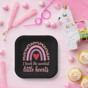I Teach The Sweetest Hearts Rainbow Teacher  Paper Plate