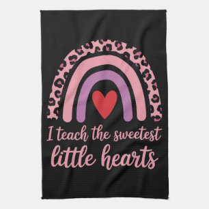 I Teach The Sweetest Hearts Rainbow Teacher  Tea Towel