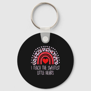 I Teach The Sweetest Hearts Rainbow Teacher Valent Key Ring