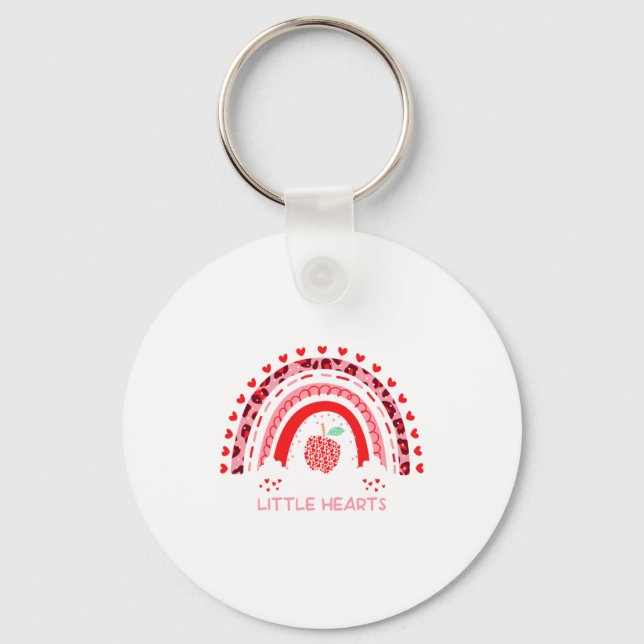 I Teach The Sweetest Hearts Rainbow Teacher Valent Key Ring (Front)