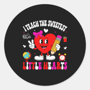 I Teach The Sweetest Little Heart Teacher Valentin Classic Round Sticker