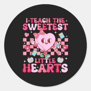 I Teach The Sweetest Little Heart Teacher Valentin Classic Round Sticker