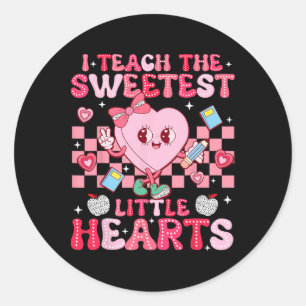 I Teach The Sweetest Little Heart Teacher Valentin Classic Round Sticker