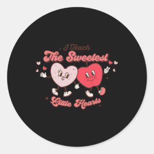 I Teach The Sweetest Little Heart Teacher Valentin Classic Round Sticker