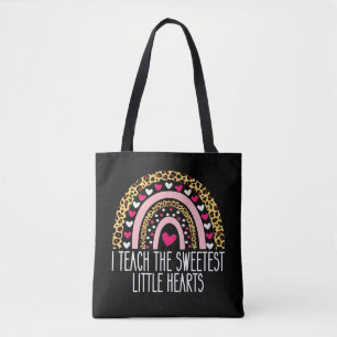 I Teach The Sweetest Little Hearts Teacher Rainbow Tote Bag