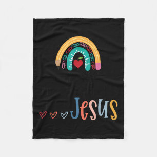 I Teach Tiny Humans About Jesus Christian Teacher  Fleece Blanket