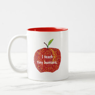 I teach tiny humans, custom apple mugs. Two-Tone coffee mug