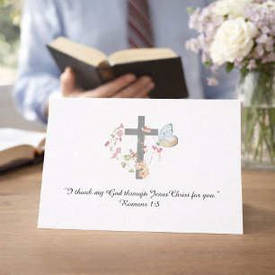 I thank God for you floral butterfly heart  Card