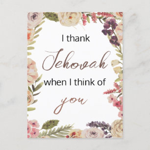 I thank Jehovah when I think of you Philippians 1: Postcard