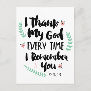 I thank My God Postcard