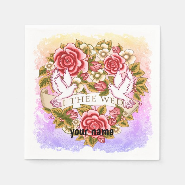 I Thee Wed wedding napkins (Front)