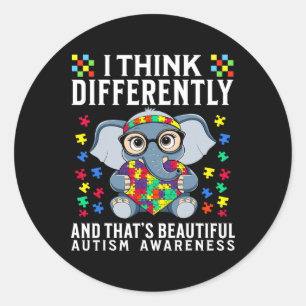 I Think Differently Autism Awareness Kids Boys Sup Classic Round Sticker