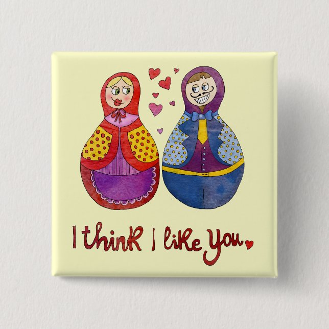 I think i like you 15 cm square badge (Front)