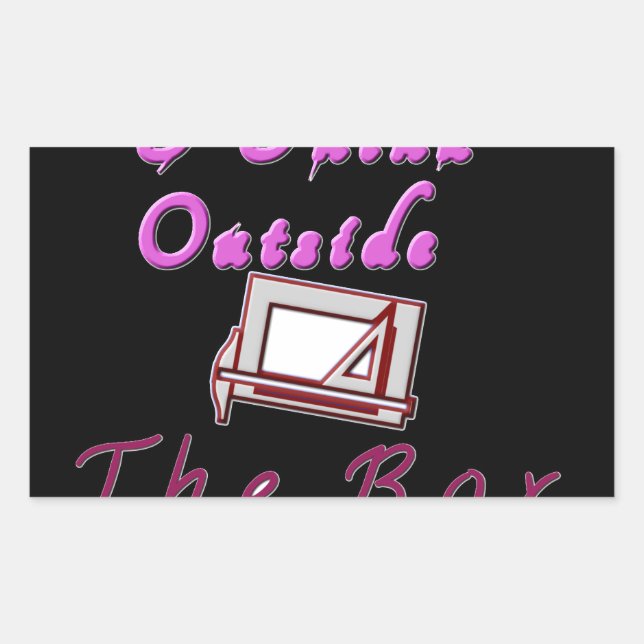 I Think Out of the Box: Creative Design Rectangular Sticker (Front)