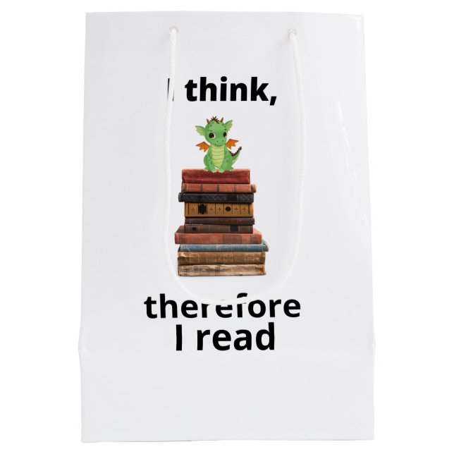 I think therefore I read baby dragon  Medium Gift Bag (Back)