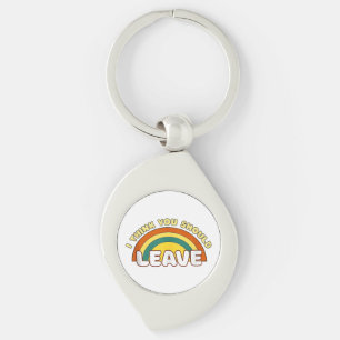 I Think You Should Leave Funny Rainbow Key Ring