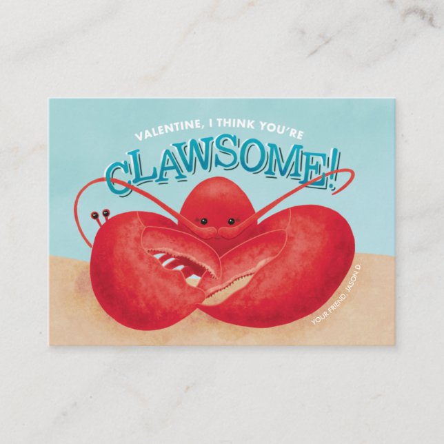I think you're Clawsome Classroom Valentine Enclosure Card (Front)